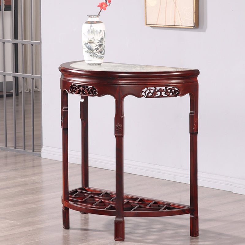 Half Moon Contemporary Console Table Dark Brown Wood Console Sofa Table