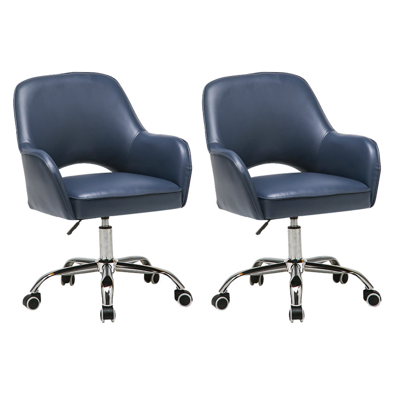 Armless Office Chair Leather Distressing Ergonomic Desk Chair with Wheels
