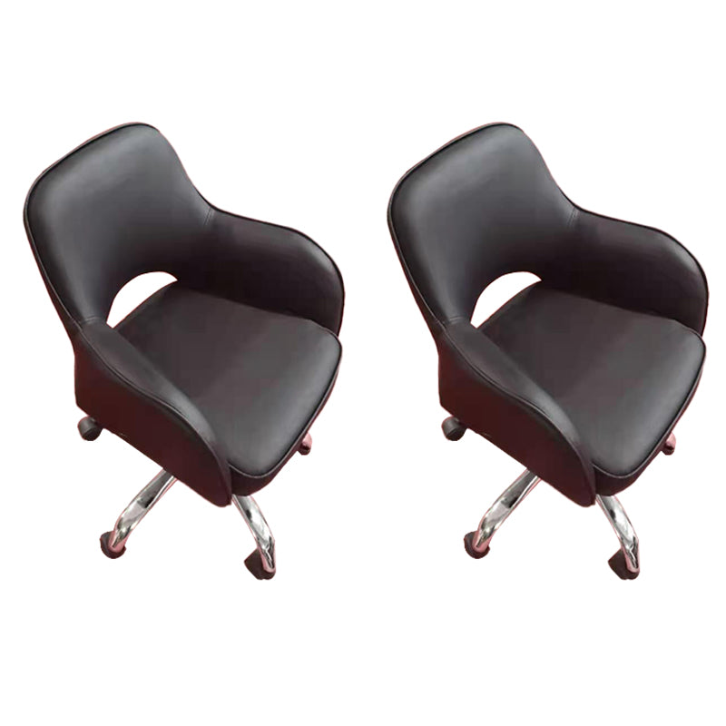 Armless Office Chair Leather Distressing Ergonomic Desk Chair with Wheels