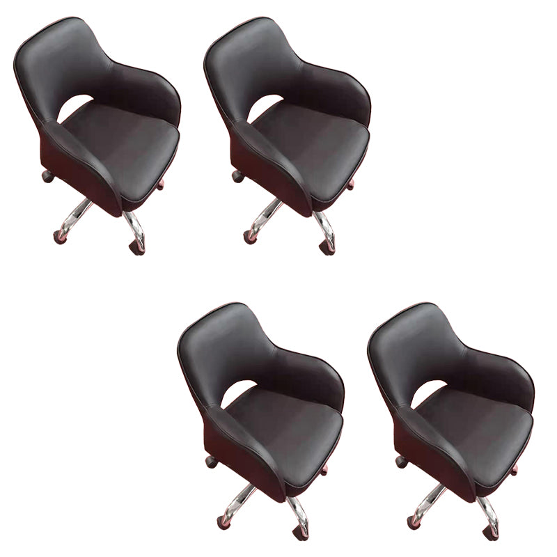 Armless Office Chair Leather Distressing Ergonomic Desk Chair with Wheels