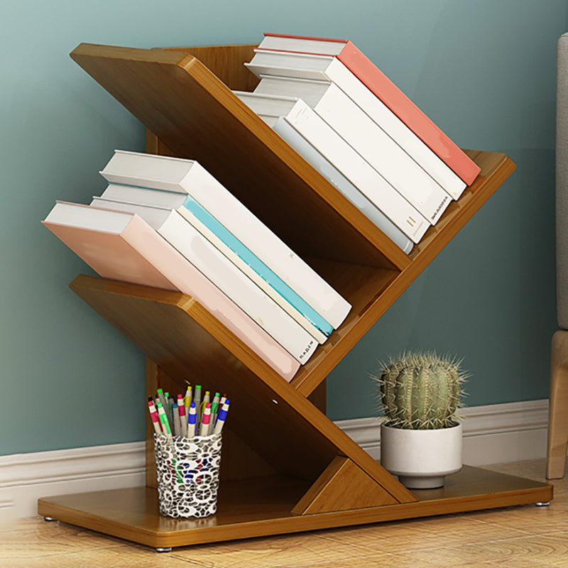 Vertical Contemporary Bamboo Bookcase Closed Back Bookshelf for Home Use