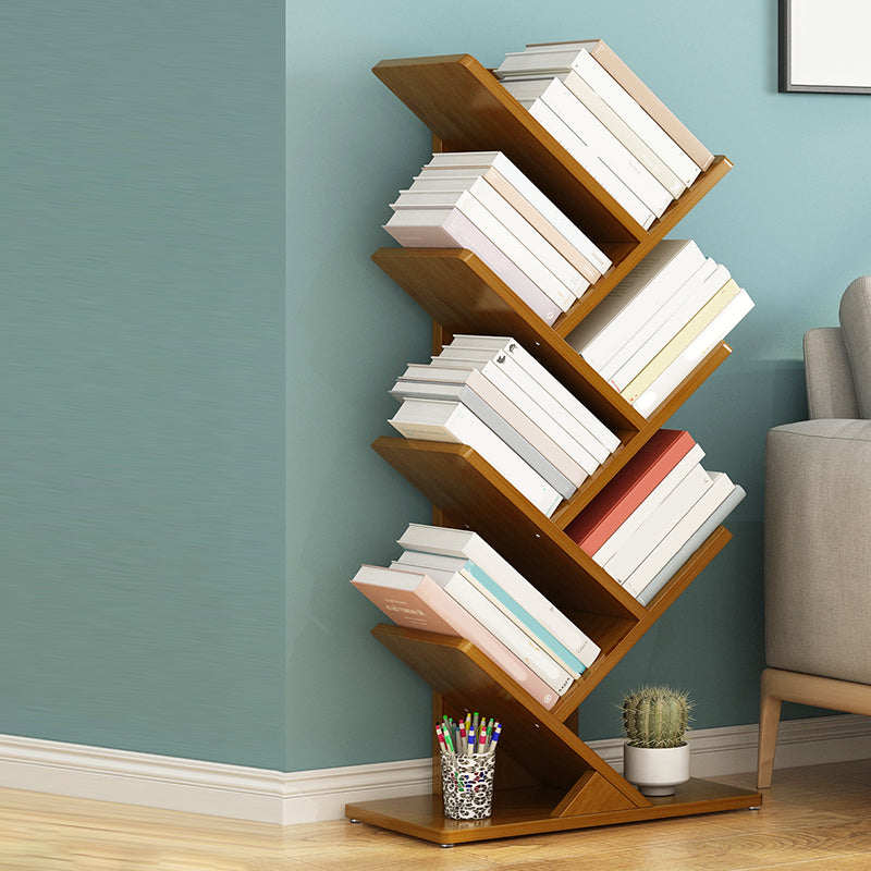 Vertical Contemporary Bamboo Bookcase Closed Back Bookshelf for Home Use
