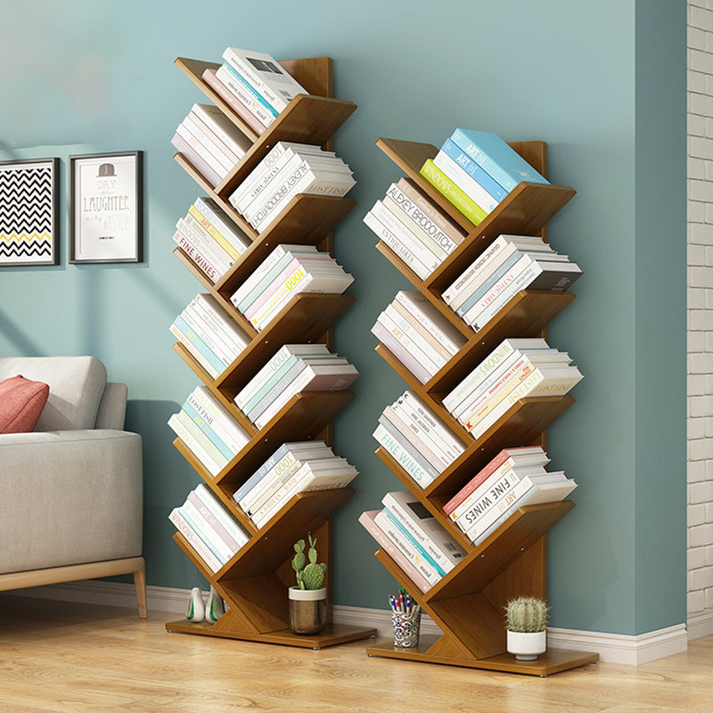 Vertical Contemporary Bamboo Bookcase Closed Back Bookshelf for Home Use