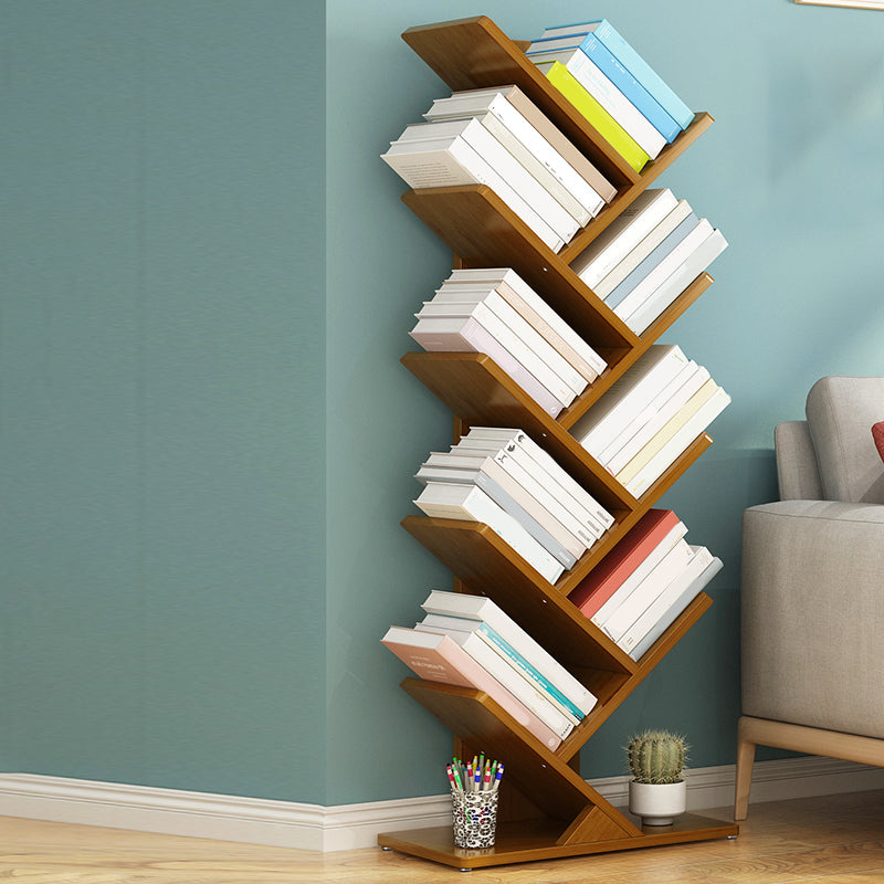 Vertical Contemporary Bamboo Bookcase Closed Back Bookshelf for Home Use