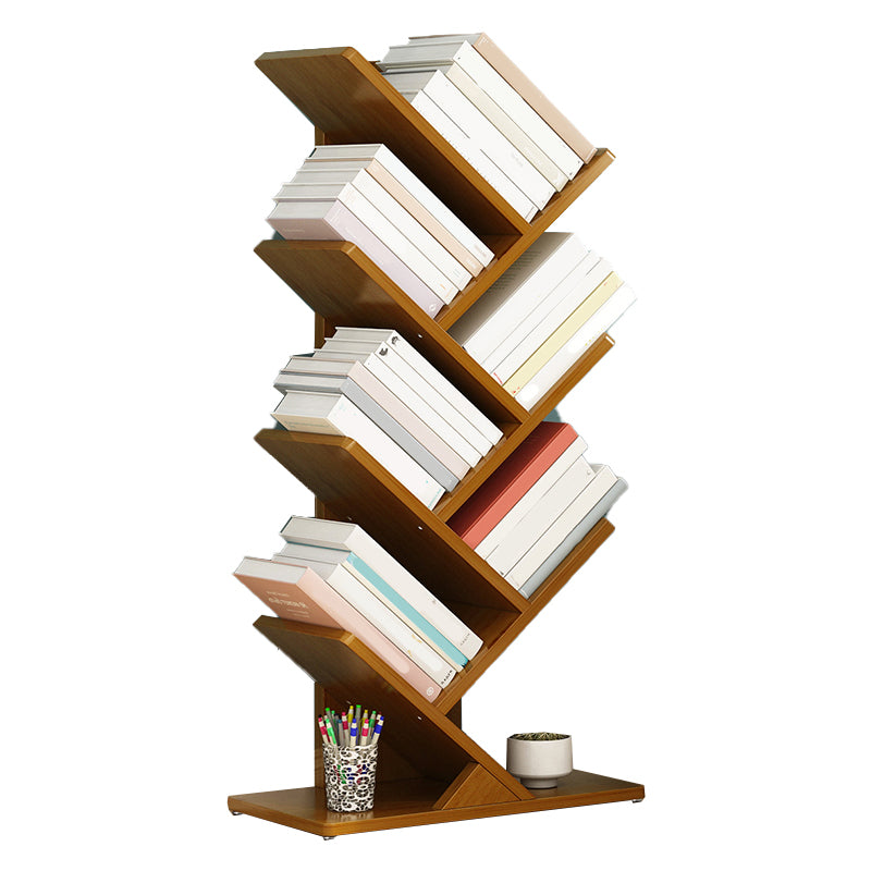 Vertical Contemporary Bamboo Bookcase Closed Back Bookshelf for Home Use