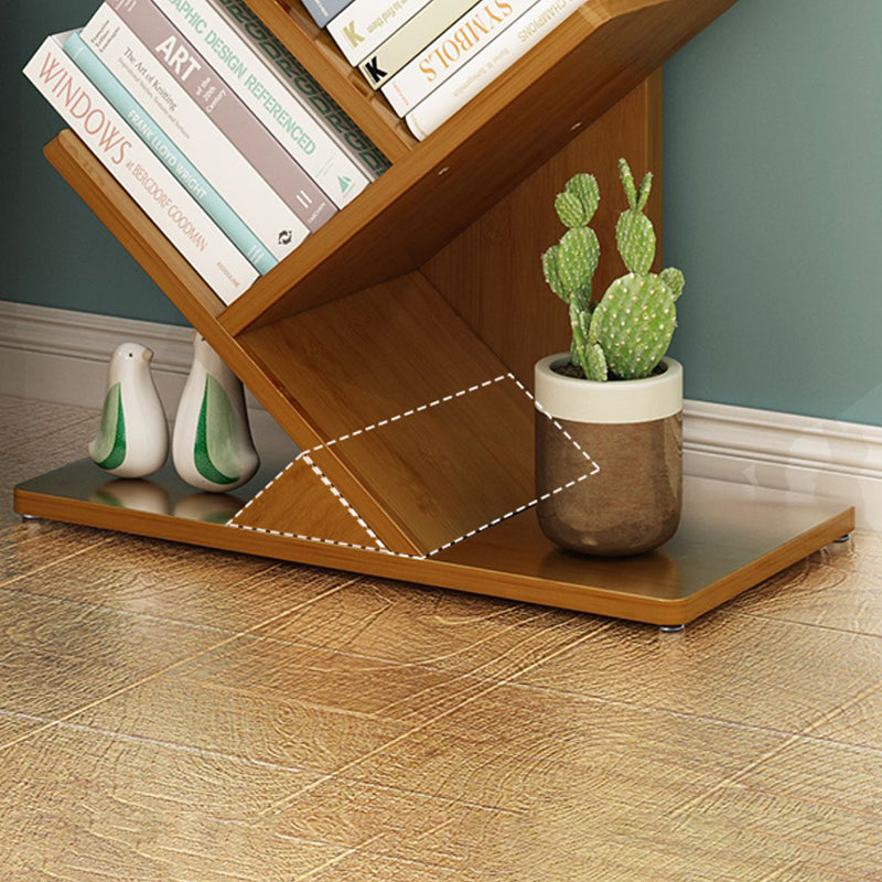 Vertical Contemporary Bamboo Bookcase Closed Back Bookshelf for Home Use