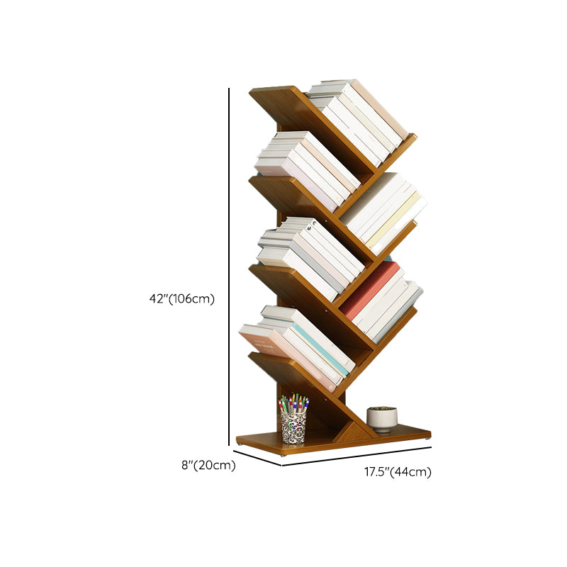 Vertical Contemporary Bamboo Bookcase Closed Back Bookshelf for Home Use