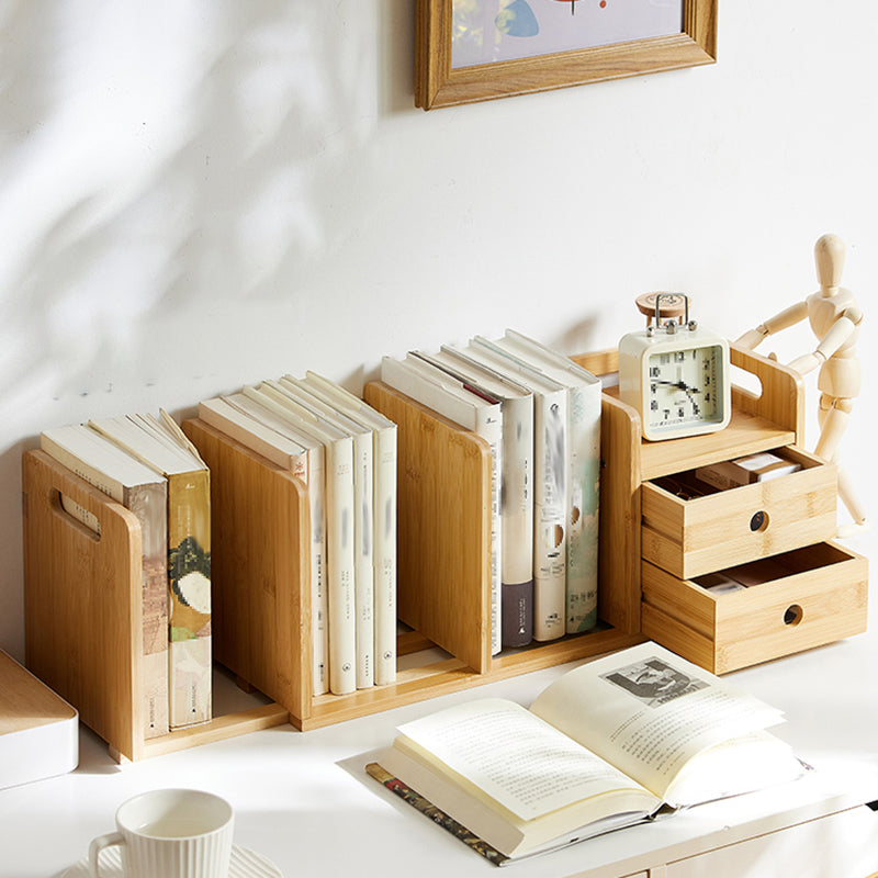 Horizontal Contemporary Bamboo Bookcase Open Back Bookshelf for Home Use