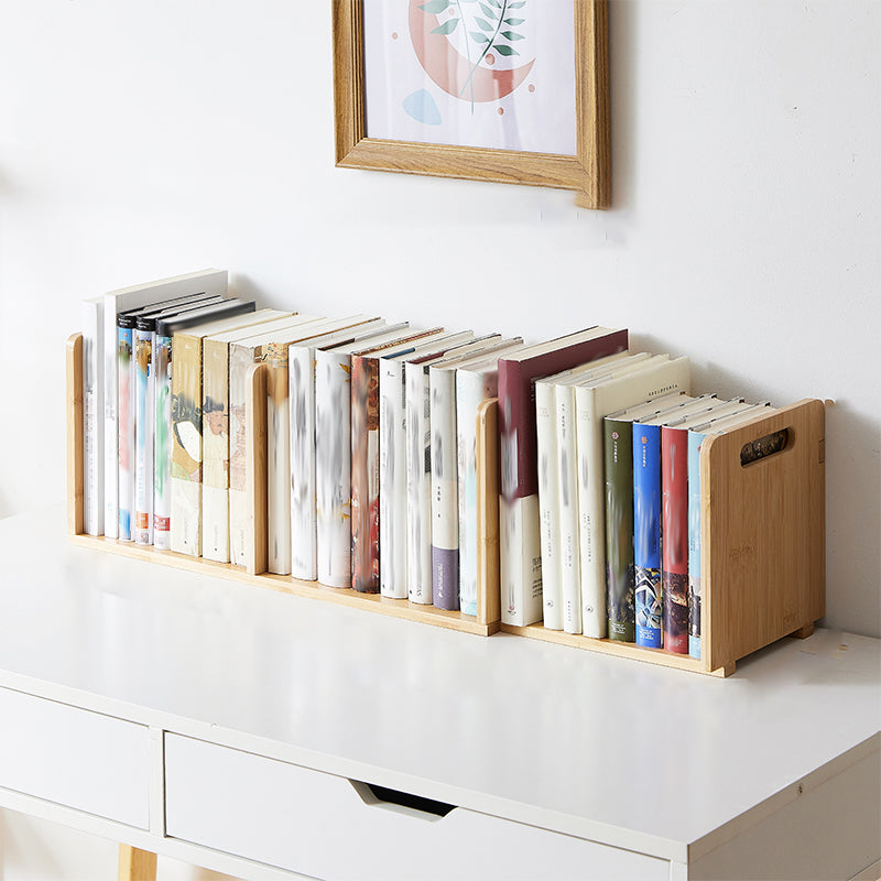 Horizontal Contemporary Bamboo Bookcase Open Back Bookshelf for Home Use