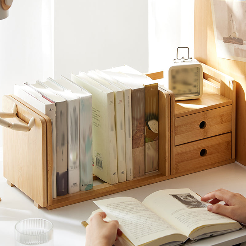 Horizontal Contemporary Bamboo Bookcase Open Back Bookshelf for Home Use