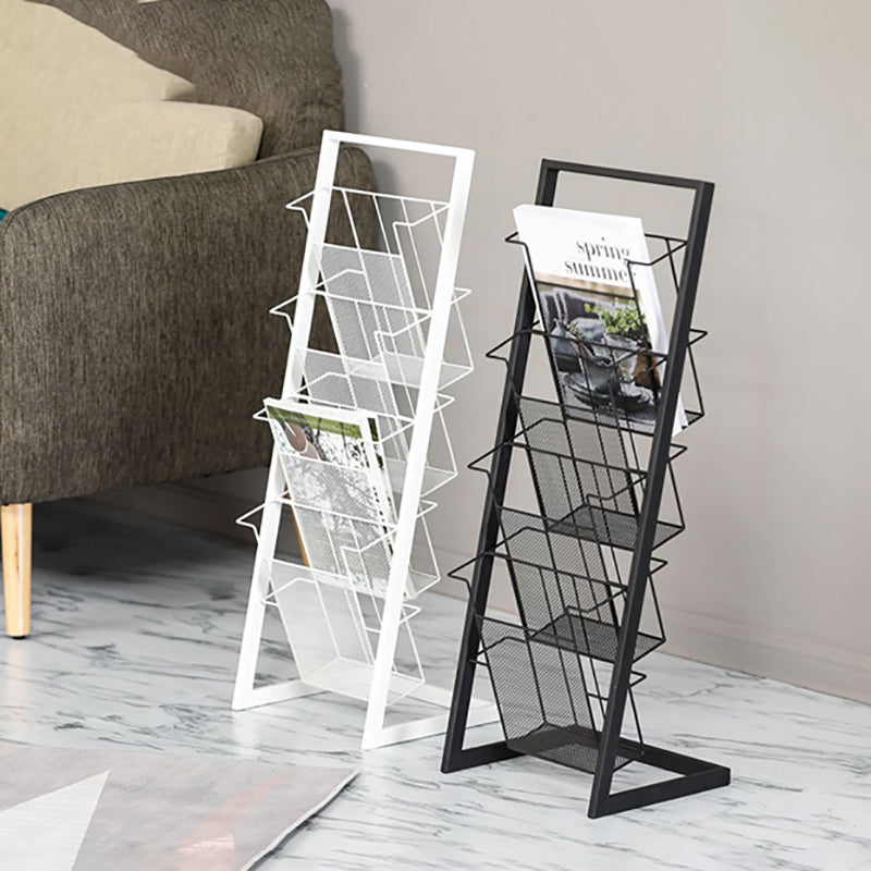 Contemporary Closed Back Bookcase Vertical Metal Bookshelf with Shelves