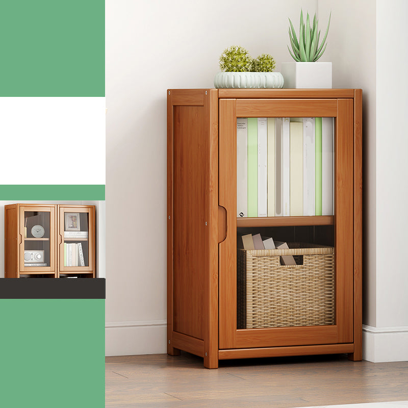 Contemporary Closed Back Bookshelf Vertical Bamboo Bookcase for Home Use