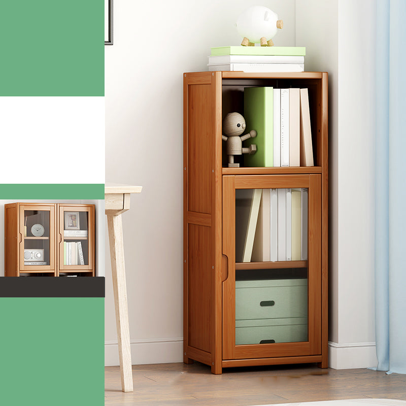 Contemporary Closed Back Bookshelf Vertical Bamboo Bookcase for Home Use