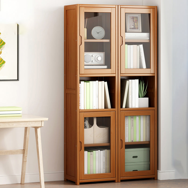 Contemporary Closed Back Bookshelf Vertical Bamboo Bookcase for Home Use