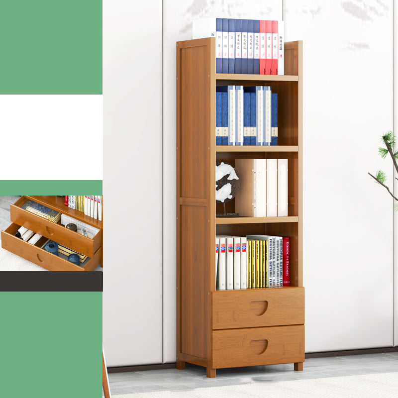 Contemporary Closed Back Bookshelf Vertical Bamboo Bookcase for Home Use