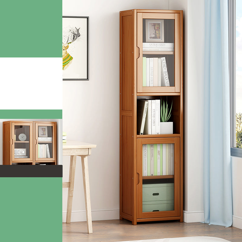 Contemporary Closed Back Bookshelf Vertical Bamboo Bookcase for Home Use