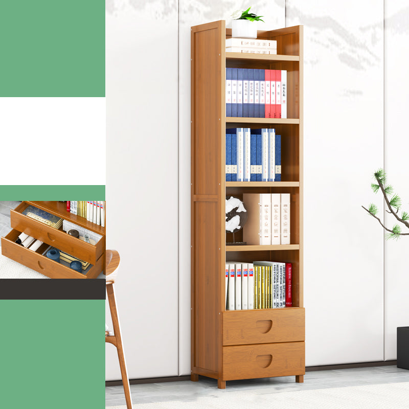 Contemporary Closed Back Bookshelf Vertical Bamboo Bookcase for Home Use