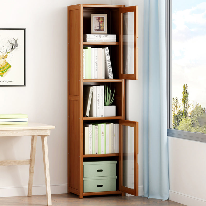 Contemporary Closed Back Bookshelf Vertical Bamboo Bookcase for Home Use