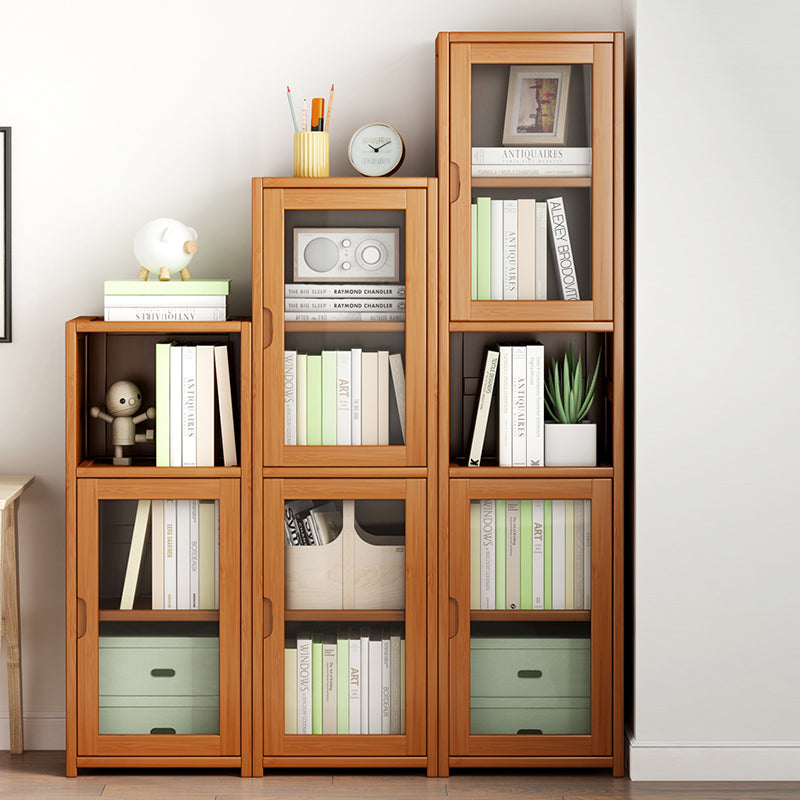 Contemporary Closed Back Bookshelf Vertical Bamboo Bookcase for Home Use