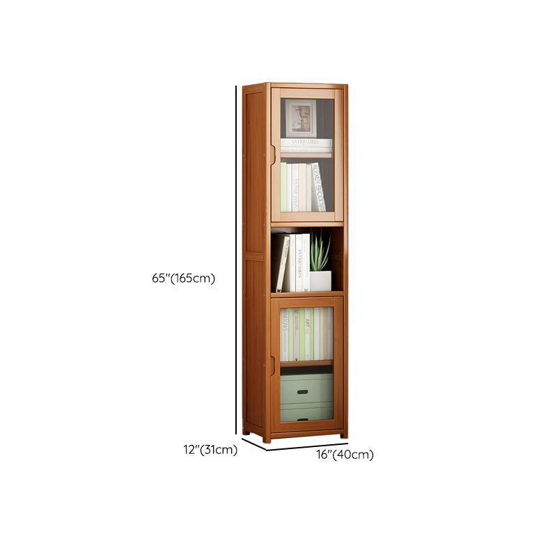 Contemporary Closed Back Bookshelf Vertical Bamboo Bookcase for Home Use