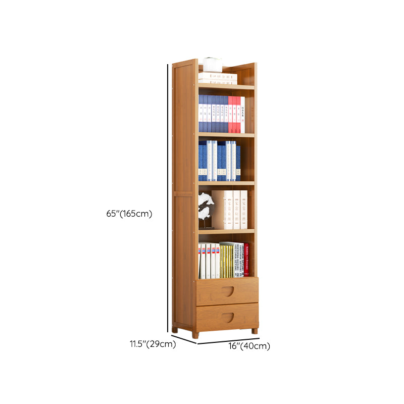 Contemporary Closed Back Bookshelf Vertical Bamboo Bookcase for Home Use
