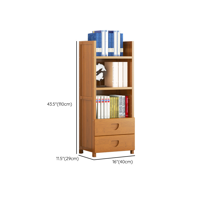 Contemporary Closed Back Bookshelf Vertical Bamboo Bookcase for Home Use
