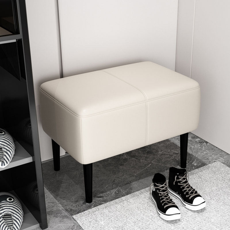 Modern Upholstered Ottomans Rectangle Shape Leather Ottomans with Legs