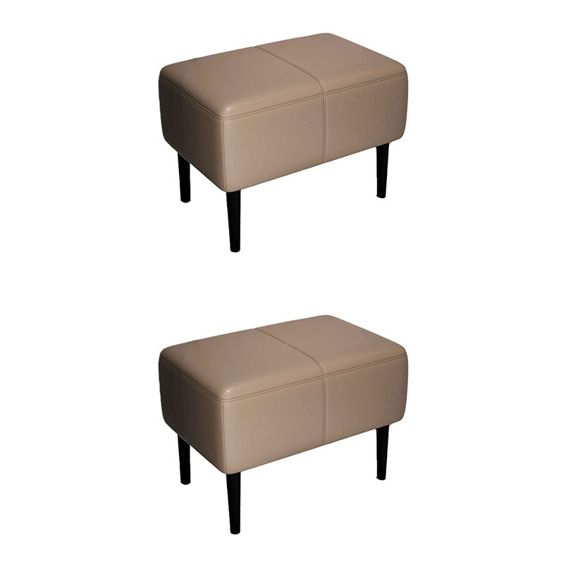 Modern Upholstered Ottomans Rectangle Shape Leather Ottomans with Legs