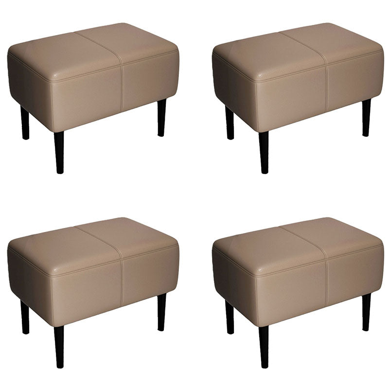 Modern Upholstered Ottomans Rectangle Shape Leather Ottomans with Legs