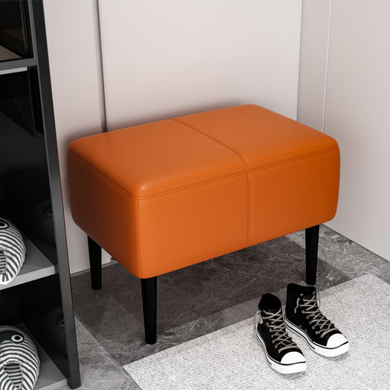 Modern Upholstered Ottomans Rectangle Shape Leather Ottomans with Legs