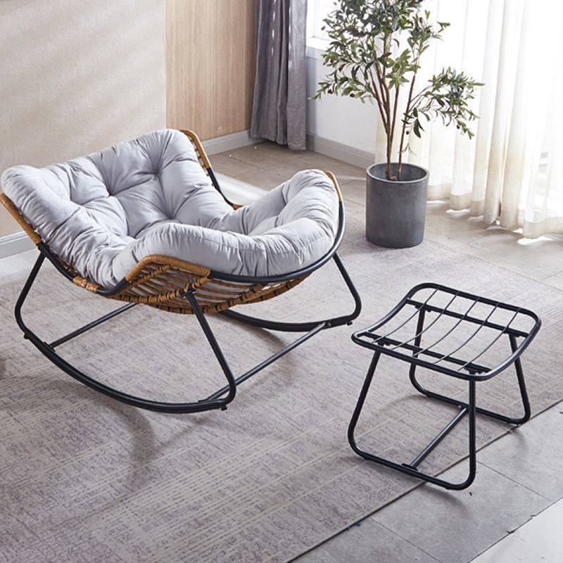 Contemporary Rocker Chair Upholstered Antique Finish Rocking Accent Chair