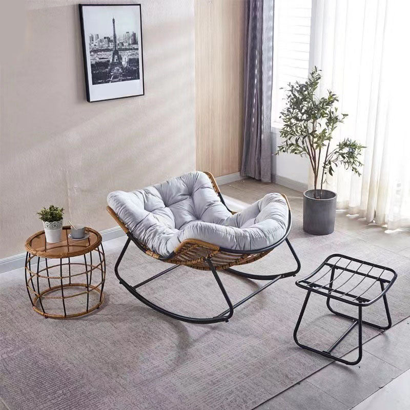 Contemporary Rocker Chair Upholstered Antique Finish Rocking Accent Chair