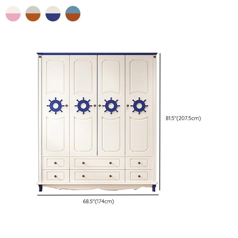 Rectangular Wardrobe Cabinet Nautical Style Home Wooden Wardrobe Closet