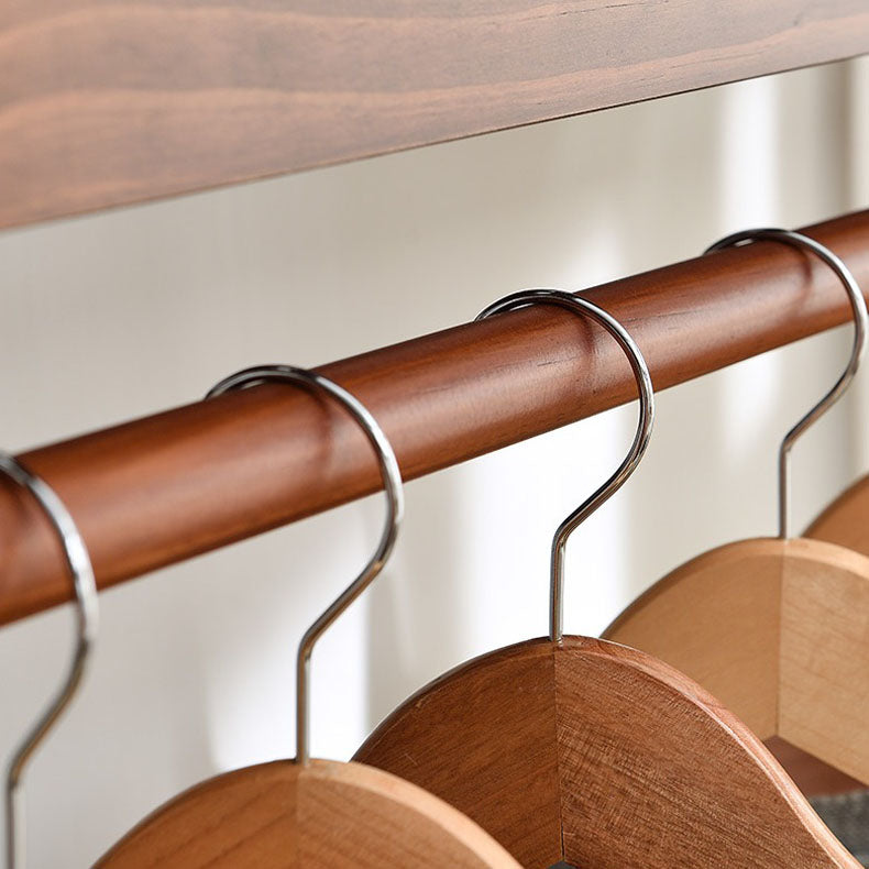 Contemporary Wardrobe Armoire Pine Wood Armoire with Garment Rod for Home