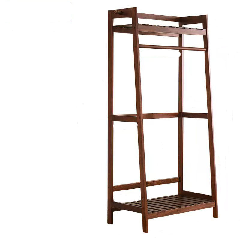 Contemporary Wardrobe Armoire Pine Wood Armoire with Garment Rod for Home