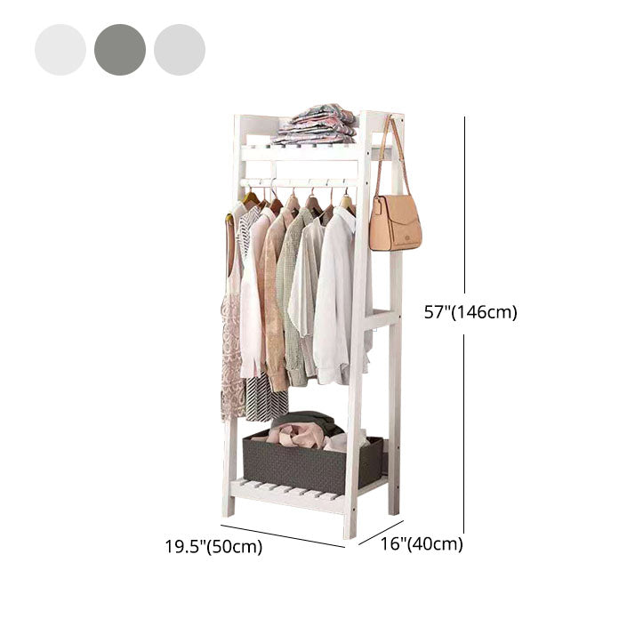 Contemporary Wardrobe Armoire Pine Wood Armoire with Garment Rod for Home