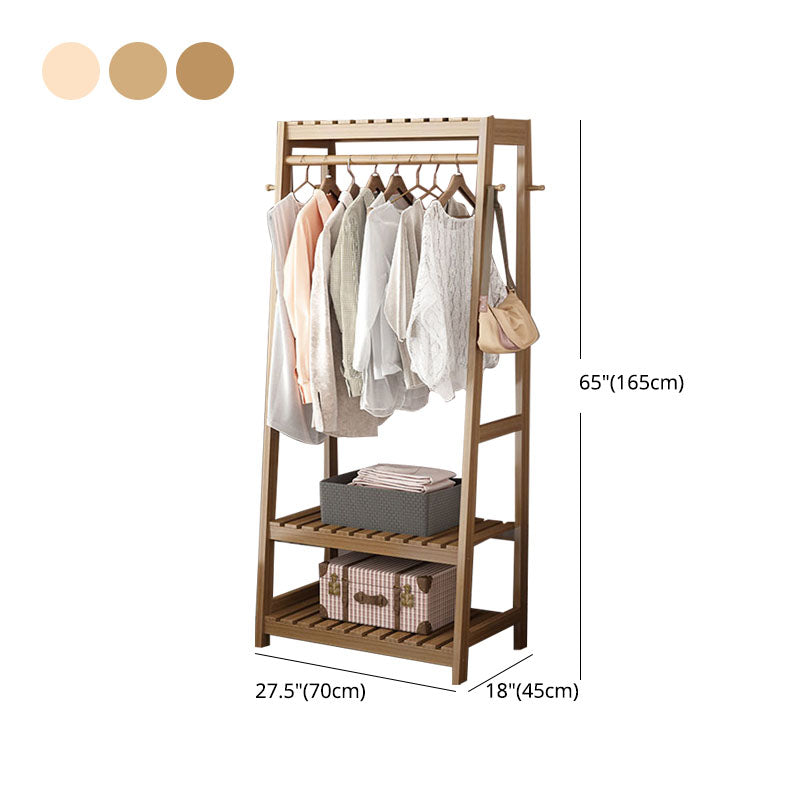 Contemporary Wardrobe Armoire Pine Wood Armoire with Garment Rod for Home