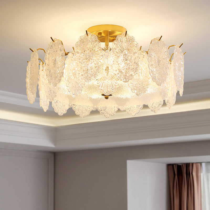 Multi Lights Ceiling Mount Light Modern Style Round with Glass Shade for Bedroom