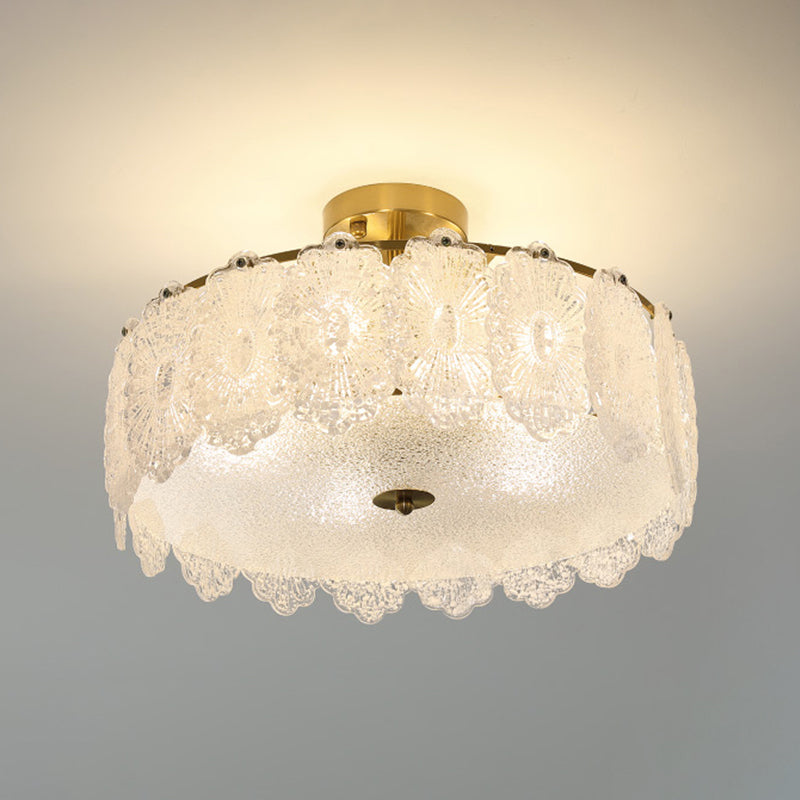 Multi Lights Ceiling Mount Light Modern Style Round with Glass Shade for Bedroom