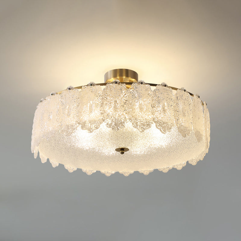 Multi Lights Ceiling Mount Light Modern Style Round with Glass Shade for Bedroom