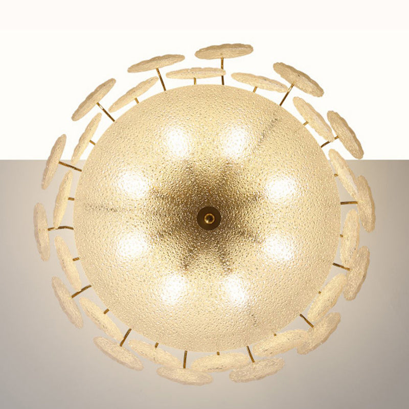Multi Lights Ceiling Mount Light Modern Style Round with Glass Shade for Bedroom