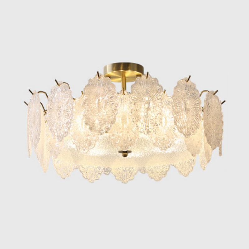 Multi Lights Ceiling Mount Light Modern Style Round with Glass Shade for Bedroom