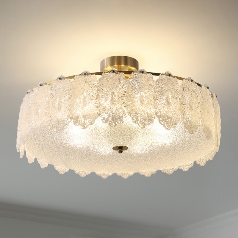 Multi Lights Ceiling Mount Light Modern Style Round with Glass Shade for Bedroom