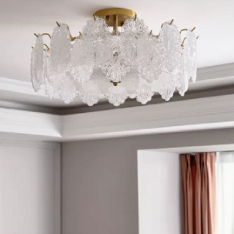 Multi Lights Ceiling Mount Light Modern Style Round with Glass Shade for Bedroom