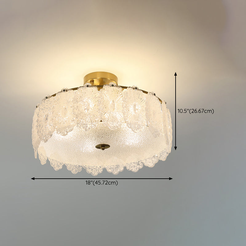 Multi Lights Ceiling Mount Light Modern Style Round with Glass Shade for Bedroom