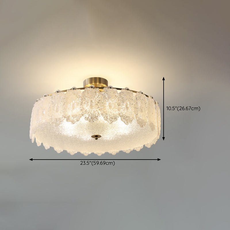 Multi Lights Ceiling Mount Light Modern Style Round with Glass Shade for Bedroom
