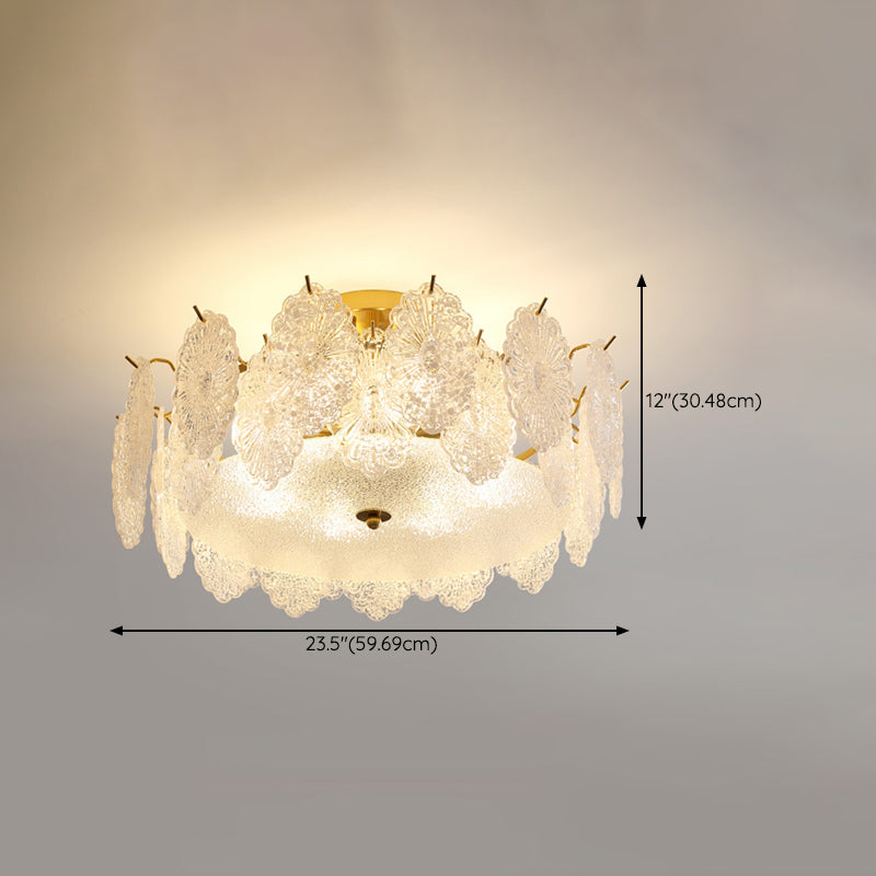Multi Lights Ceiling Mount Light Modern Style Round with Glass Shade for Bedroom