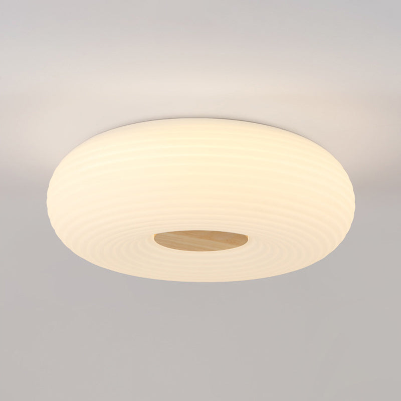 Modern LED Metal Flush Mount Geometric Shape Ceiling Light with Plastic Shade for Bedroom