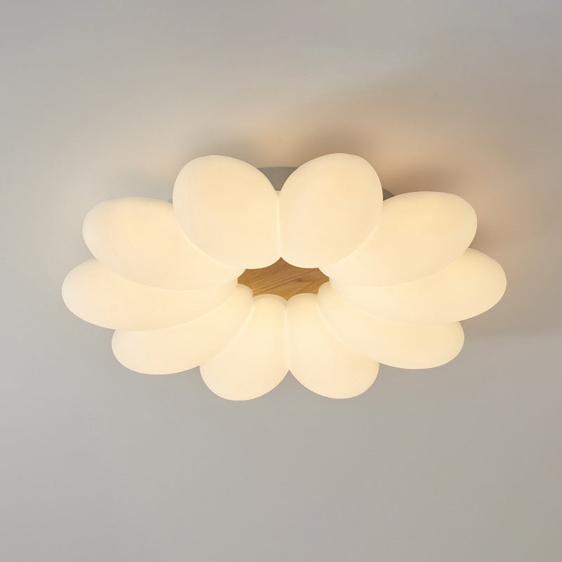 Modern LED Metal Flush Mount Geometric Shape Ceiling Light with Plastic Shade for Bedroom