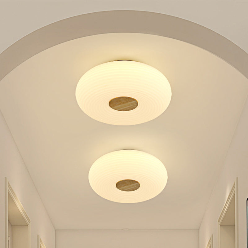 Modern LED Metal Flush Mount Geometric Shape Ceiling Light with Plastic Shade for Bedroom